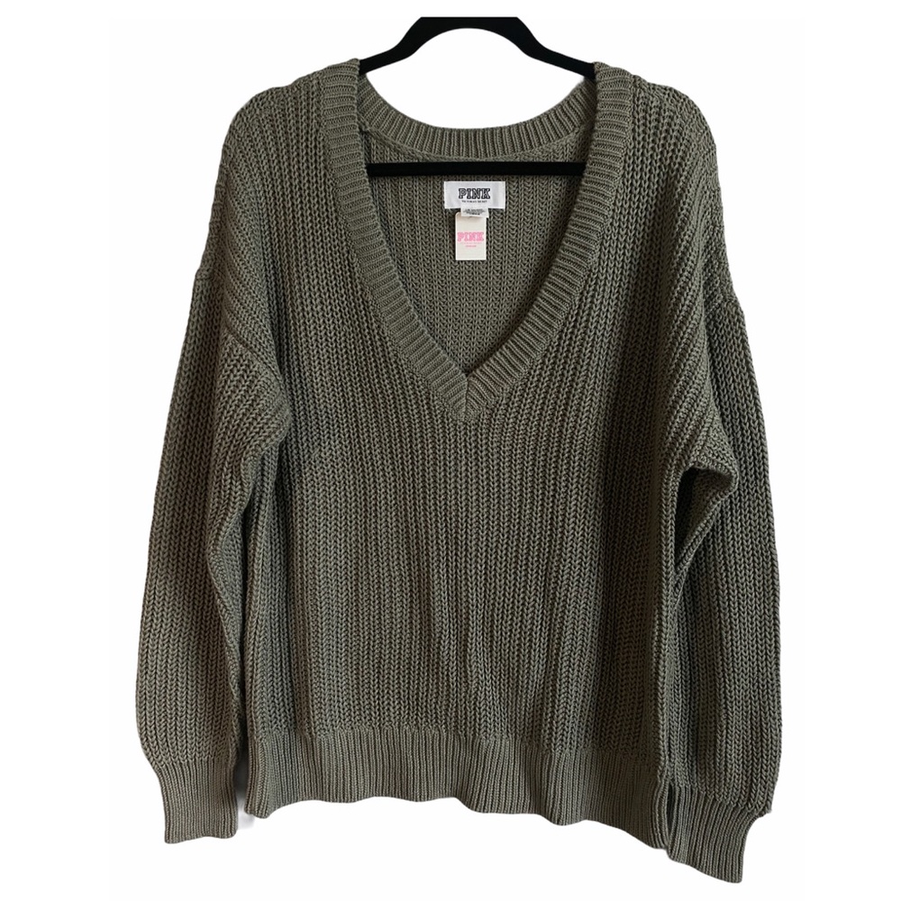 NWT PINK VS Knitted V-Neck Sweater